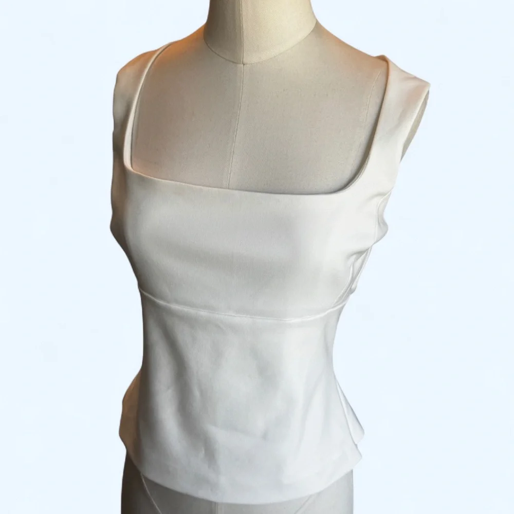 Zara White Square Neck Tank Top structured silhouette - Picture 1 of 11